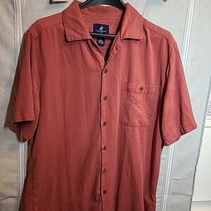 Caribbean Joe Red Short Sleeve Button Up Front Shirt Men's Size X-Large
